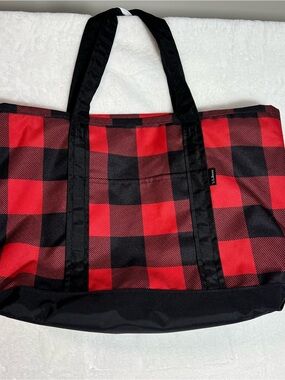 L.L. Bean Red and Black Buffalo Plaid Tote